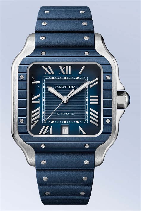 cartier santos baby blue|cartier santos blue bezel.